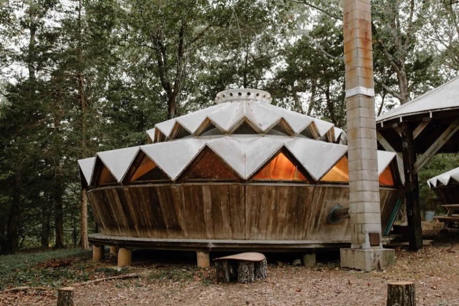 Forest Garden Yurt Cabin in Missouri via Amanda-airbnb 001