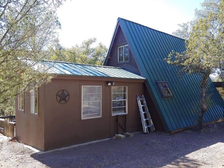 A-frame tiny house with modern design in Fort Davis, Texas, on a spacious 6-acre property.