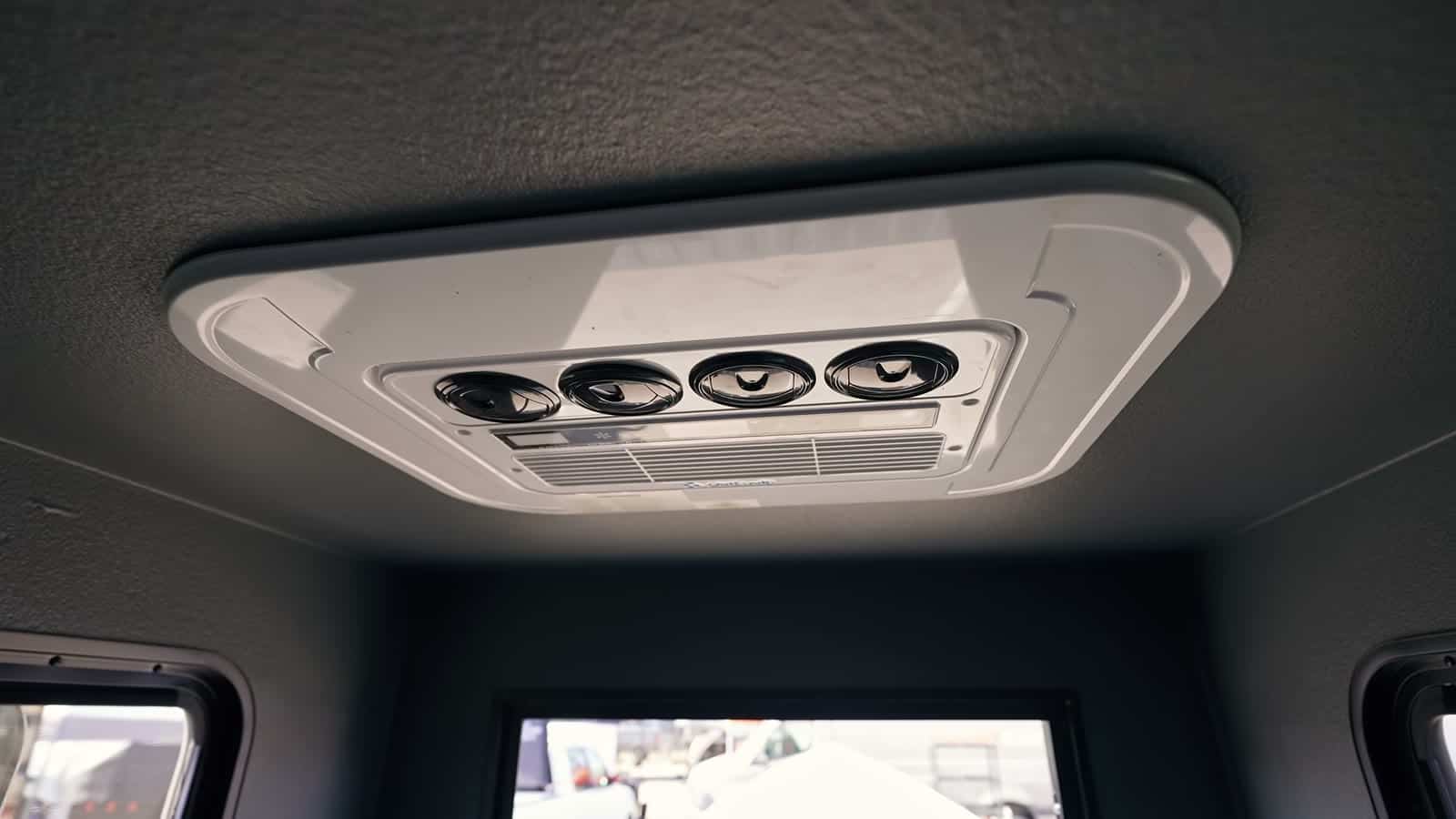 12V rooftop air conditioner inside a Freedom Camper
