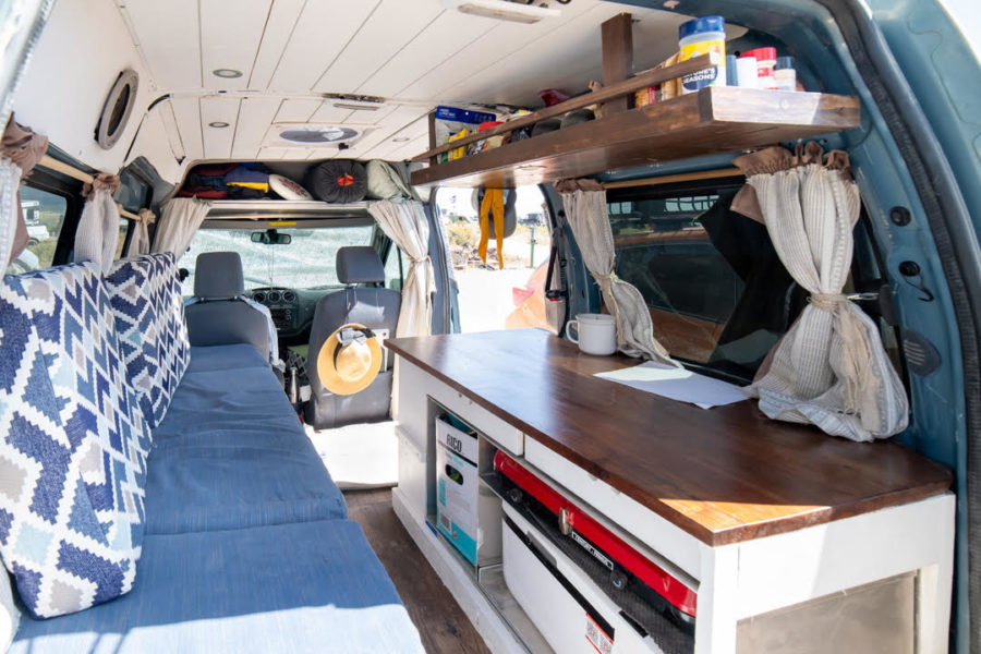 Grad Student’s Ford Transit Connect w Pull Out Kitchen