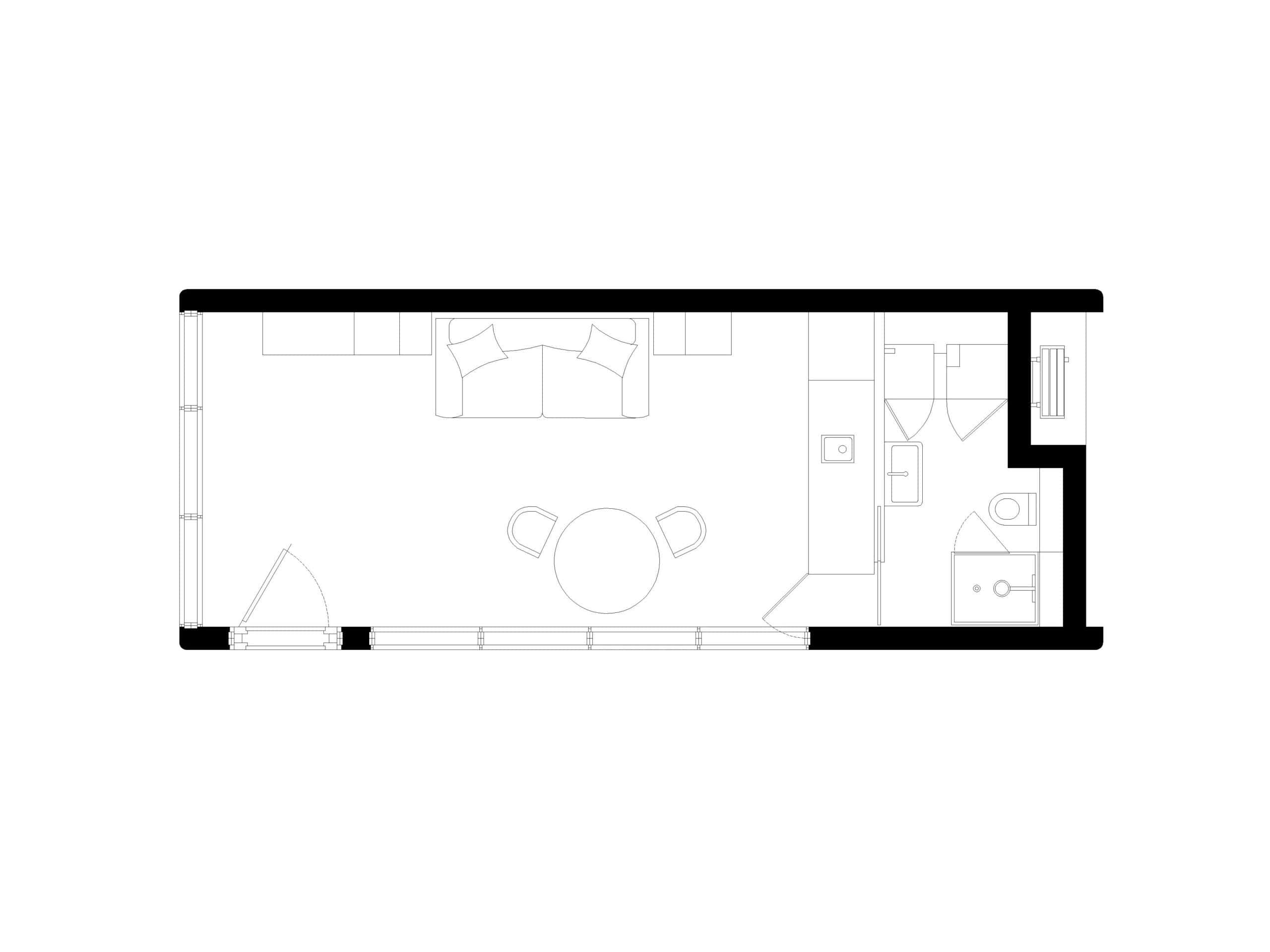 Haus.me mOne floor plan diagram showing furniture layout