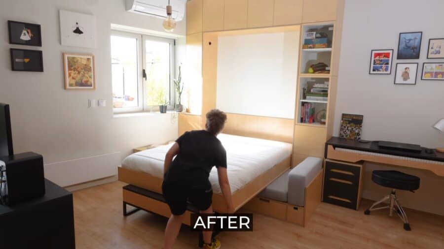 Affordable tiny apartment makeover with smart storage solutions.
