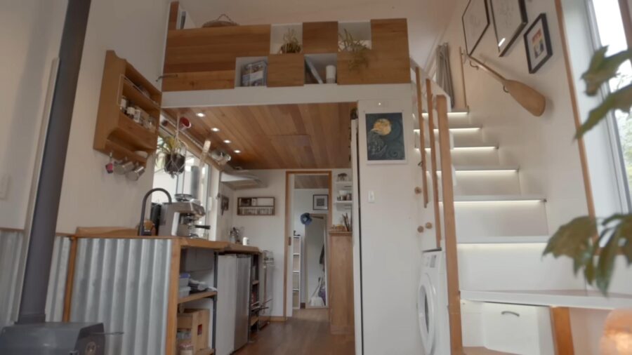 Her Beauitful _Second Hand_ Tiny Home Lots of Wood Touches 66