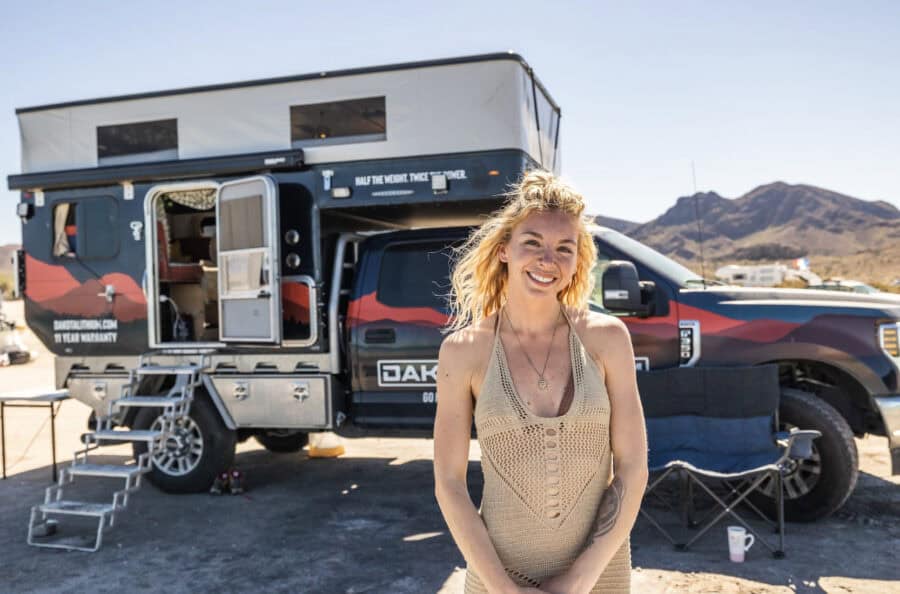 Her Truck Camper Running on Giant Dakota Lithium Power Grid 2