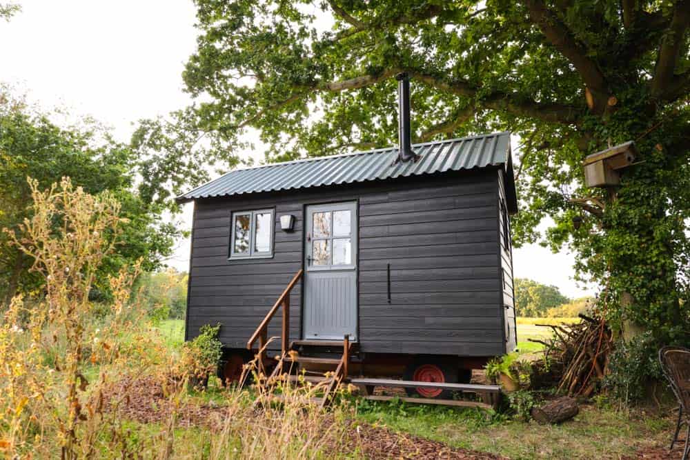 Small Black Tiny House on Wheels