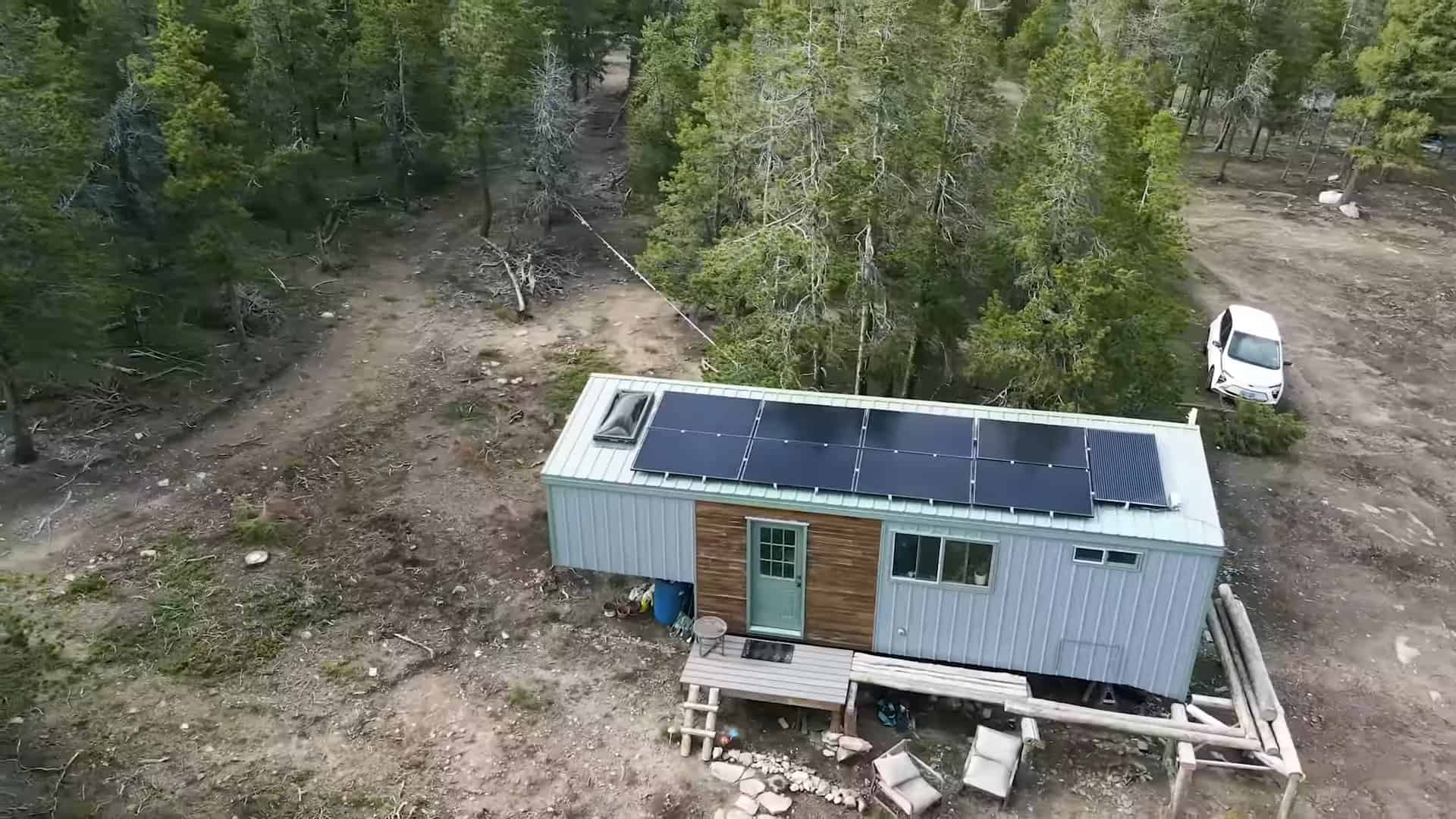 Tiny House on a Trailer with Solar Panels