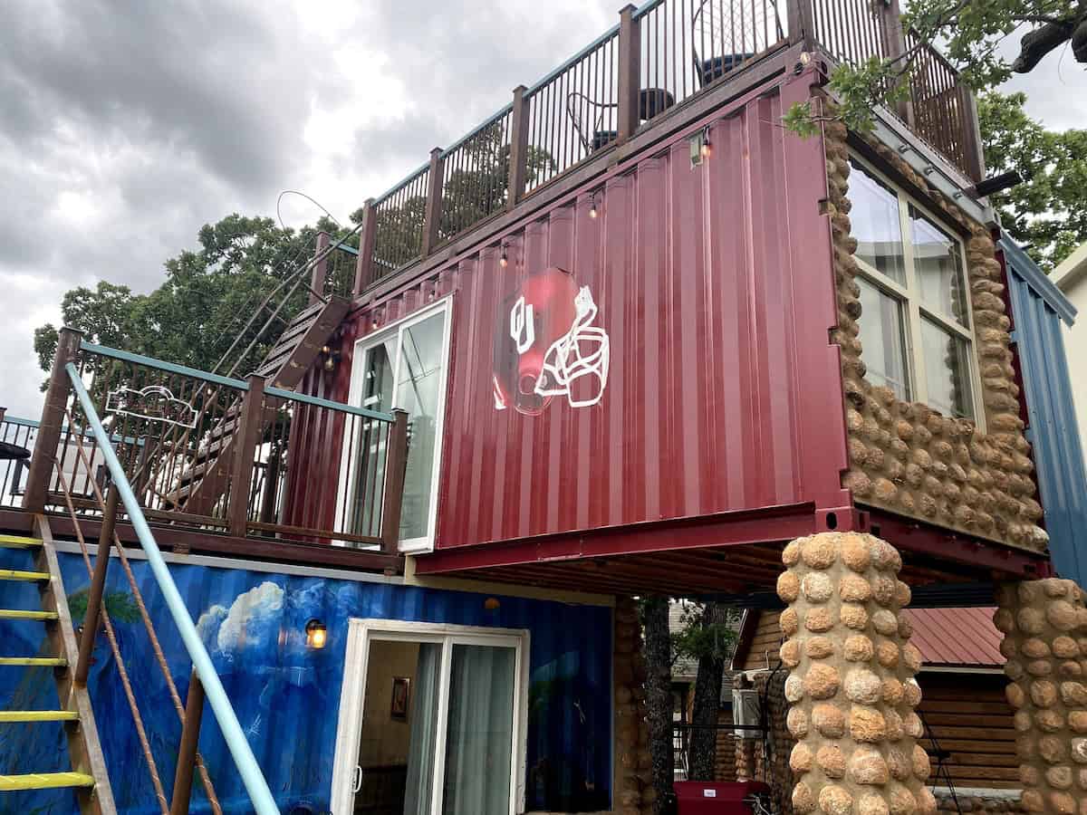 Tiny Shipping Container Trail Cabin in Oklahoma