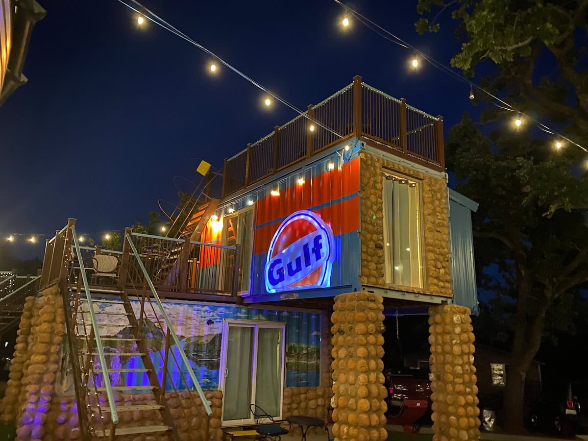Tiny Shipping Container Trail Cabin in Oklahoma
