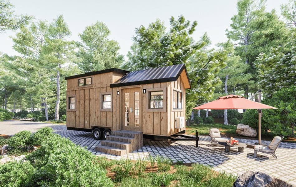 Tiny House with French Doors in Nature