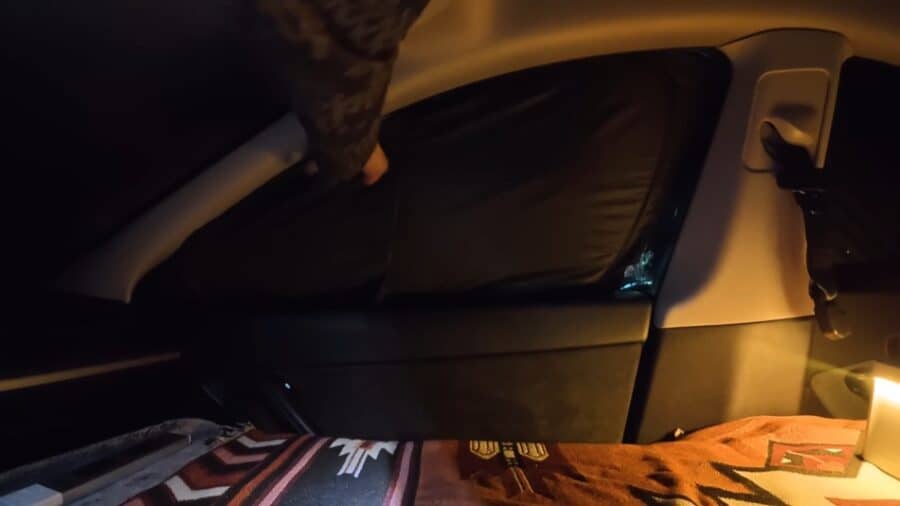 Tesla converted into a stealth tiny home on wheels.