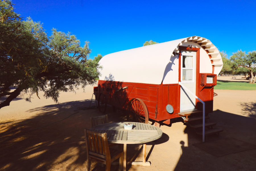Covered Wagon with Victorian Interior at Dude Ranch in Nevada
