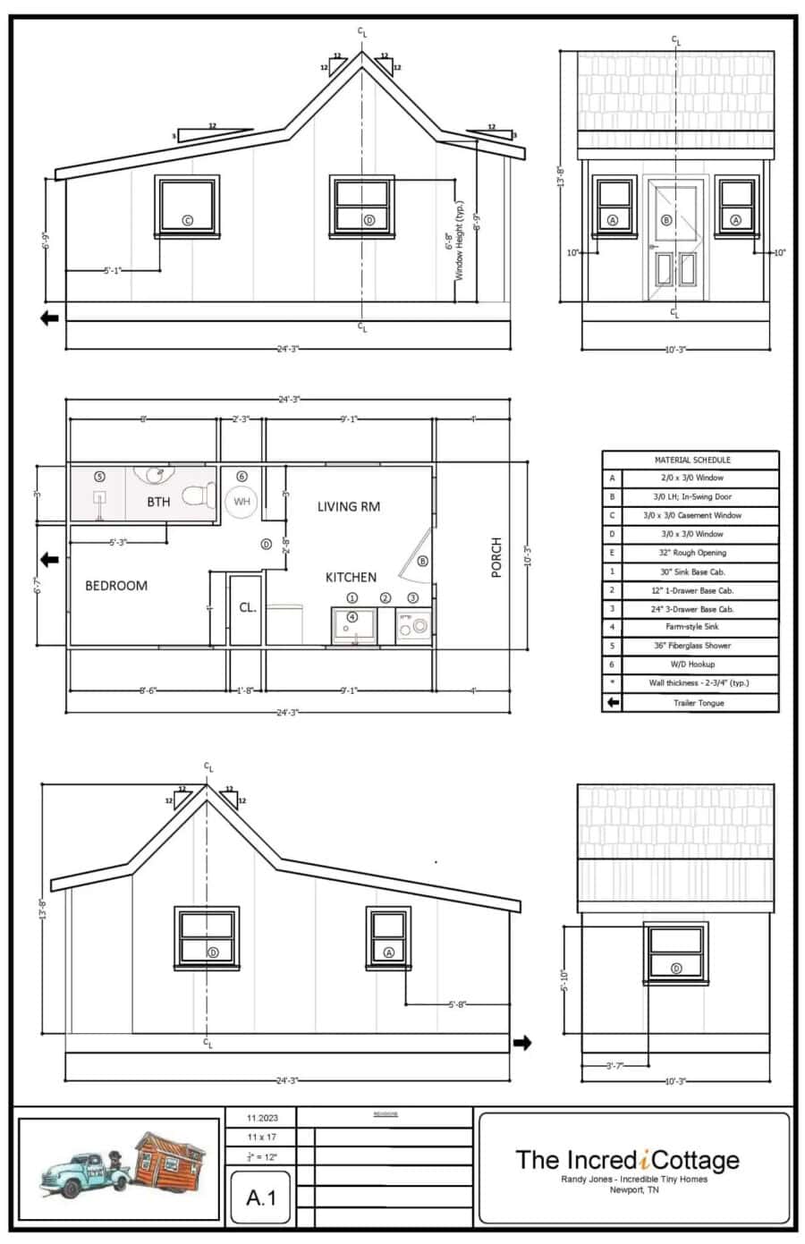 Charming tiny house design with compact living space and modern features.