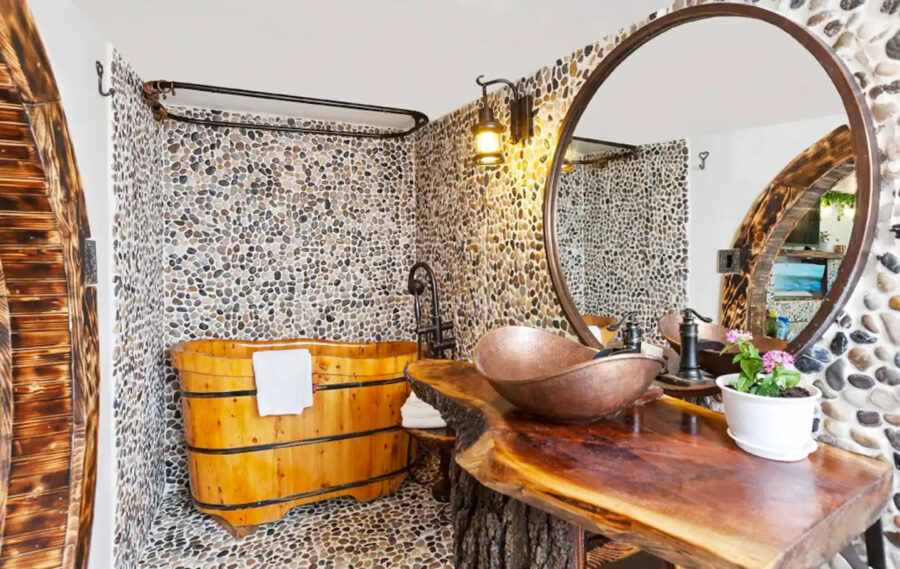 Incredible Stone Shower inside this Hobbit Hole 4