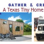 Tiny house at Indigo River Tiny House Festival with lush green background.