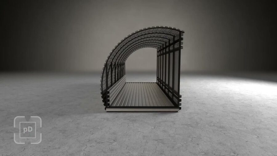 Rendering of the Innovation Pod modular steel frame