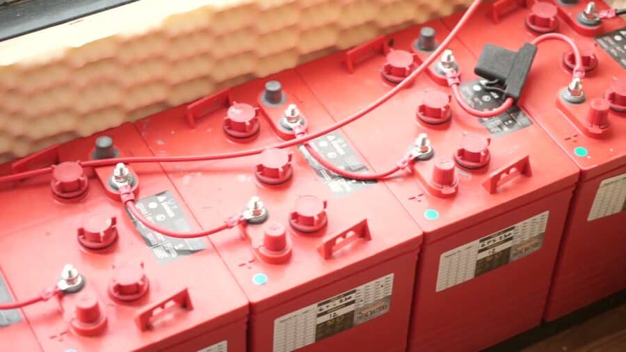 Battery bank storing solar power inside the Innovation Pod
