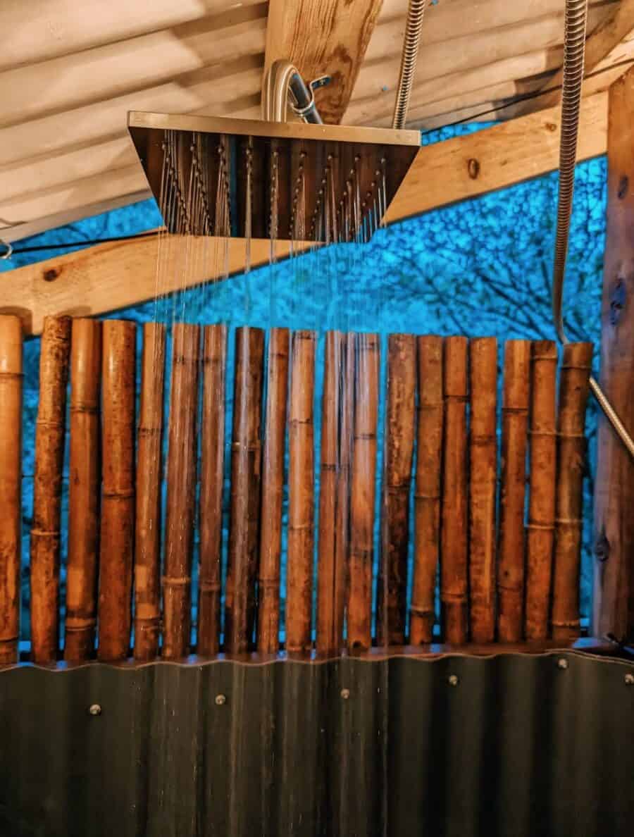 Jungle Bungalow Treehouse in Hernando, Florida with outdoor shower.