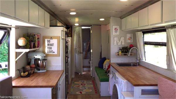 Kitchen Area in Familys City Bus Conversion