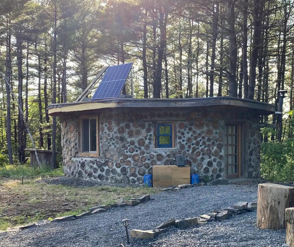 Cordwood yurt at Magic Forest Farms