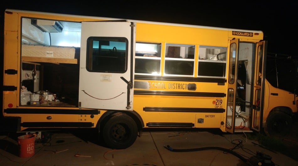 Married Couples Short Skoolie Conversion Expedition Evans 0021