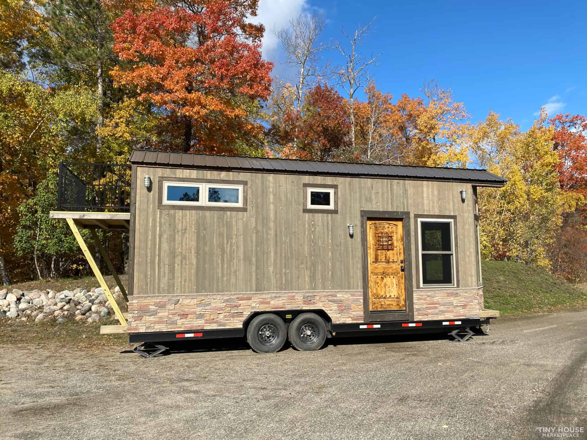 Cozy Medieval-Style Tiny House on Wheels with Balcony