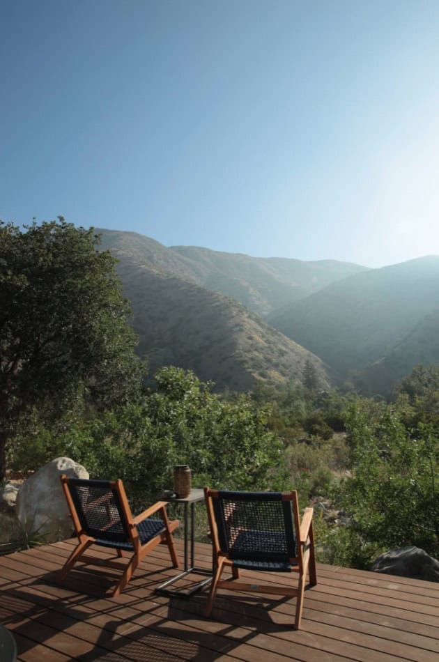 Ojai cabin deck overlooking canyon