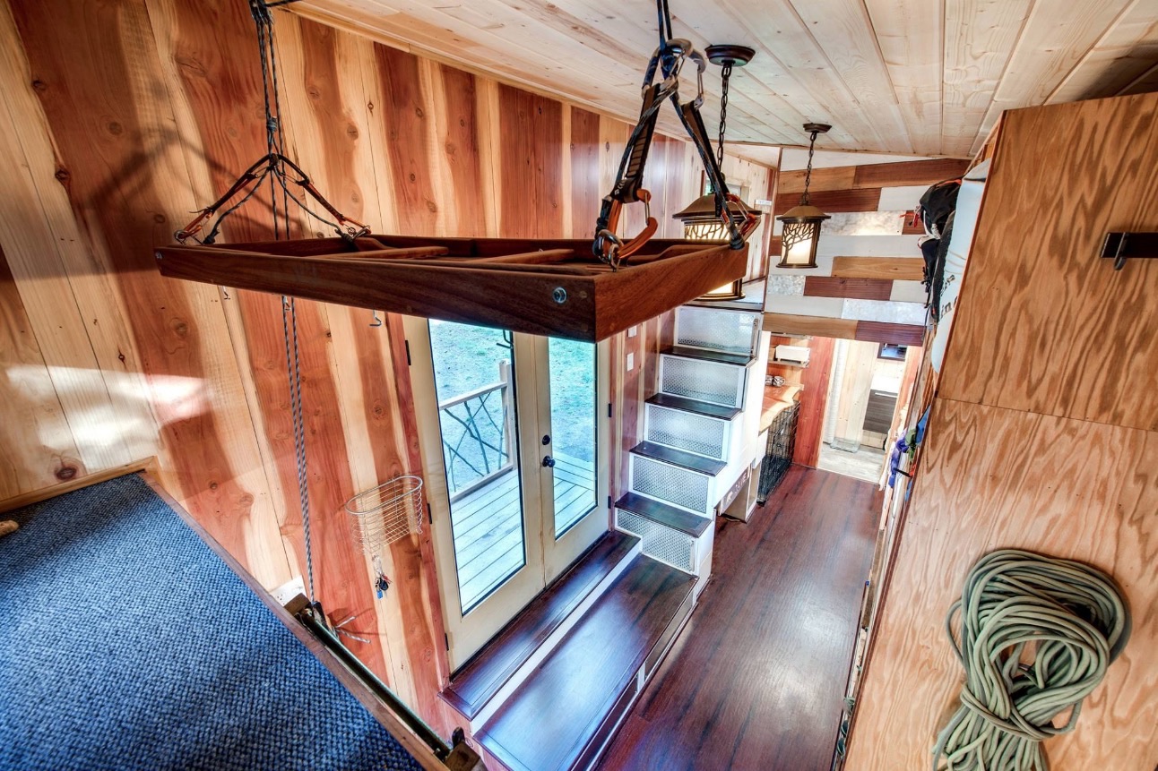 View of Luke and Tina’s 204 Sq. Ft. Mountaineer Tiny Home with Rooftop Deck