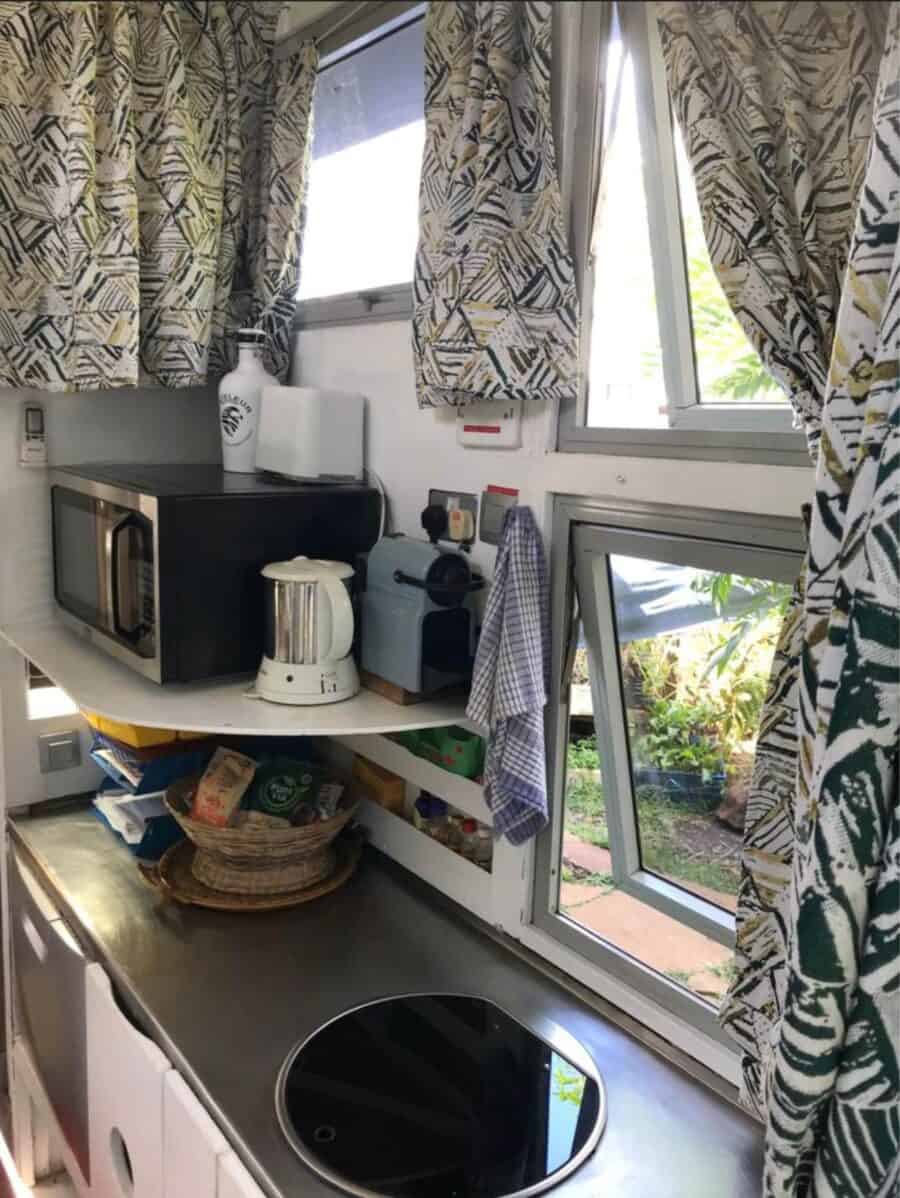 Tiny House Kitchen with Standing Loft for Sale.
