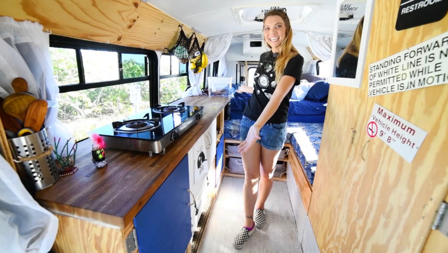Nikki and Uly DIY Simple Shuttle Bus Conversion via Tiny Home Tours YouTube 001