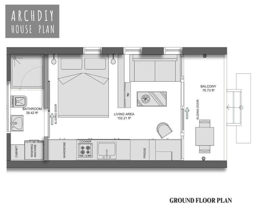 Nordic Style 12×23 Modern Cabin Plans 2