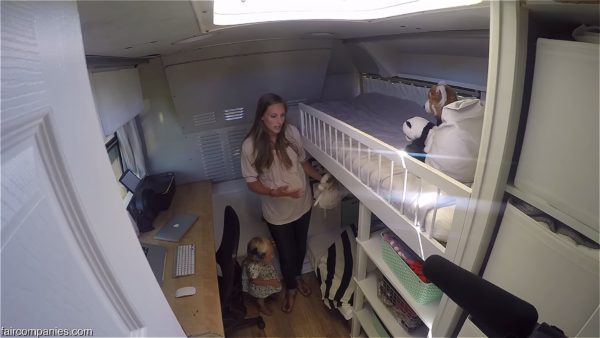 Nursery slash Kids Room that Doubles as Office in Familys Bus