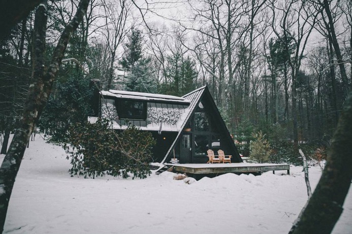 Off Grid A-frame Cabin in the Catskills Photos by Chris Daniele via Airbnb
