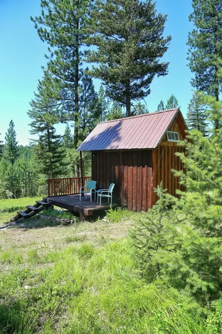 Off Grid Tiny Shanty Cabin Vacation Getaway on 100 Forested Acres in Montana 0019