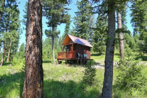 Off Grid Tiny Shanty Cabin Vacation Getaway on 100 Forested Acres in Montana 0020