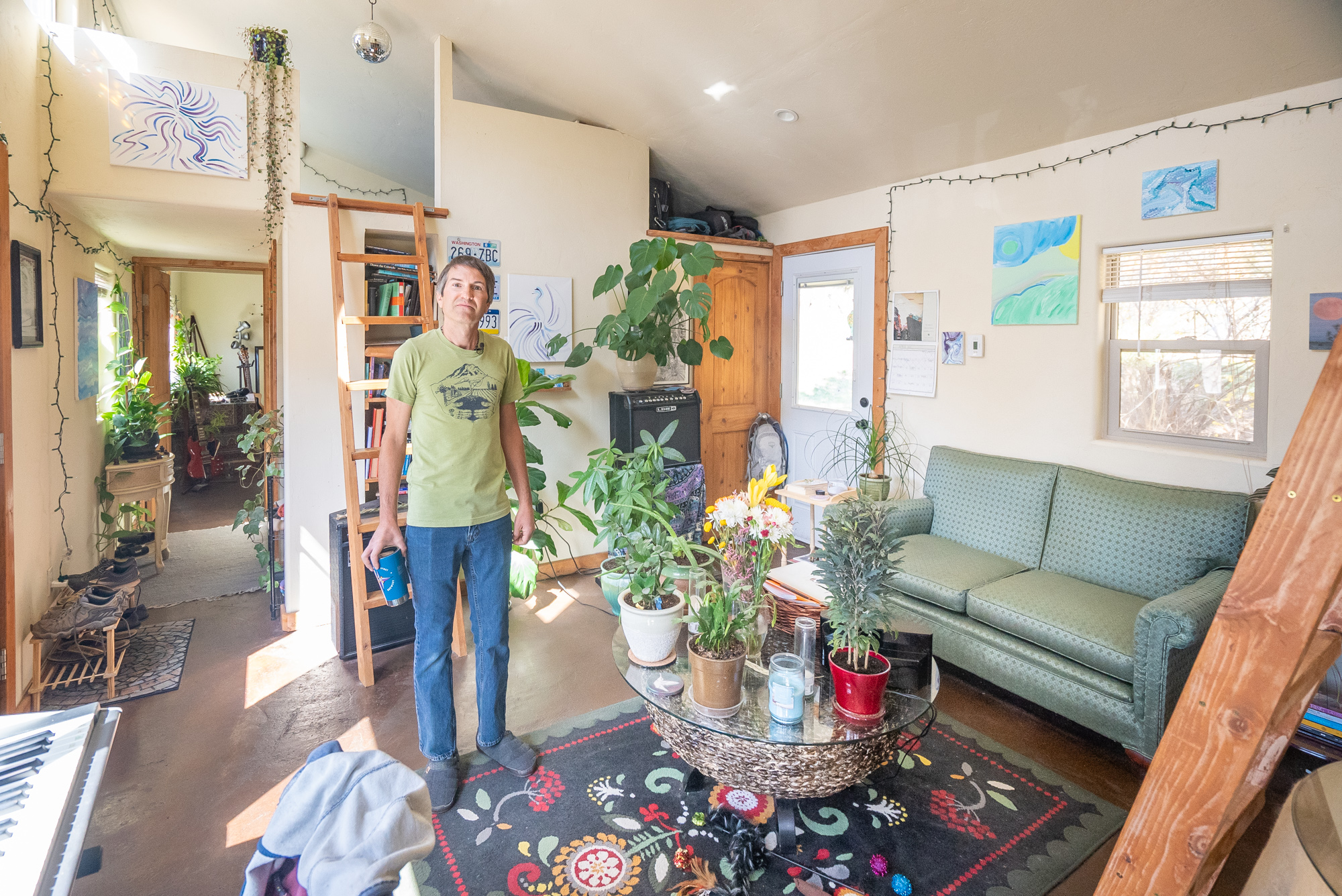 Plants and Paintings in His 3 Bedroom Tiny Home