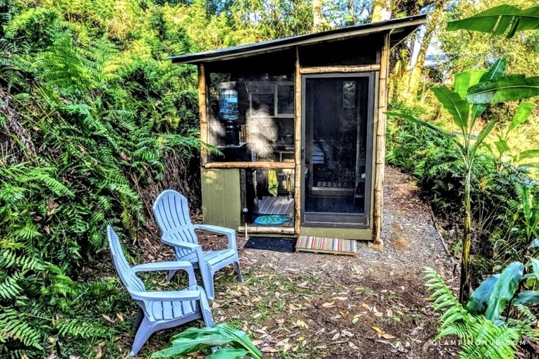 Rainforest tiny house with screened-in outdoor kitchen in Pepeekeo