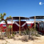 Retro Trailer Cabin with Trampoline Awning 001