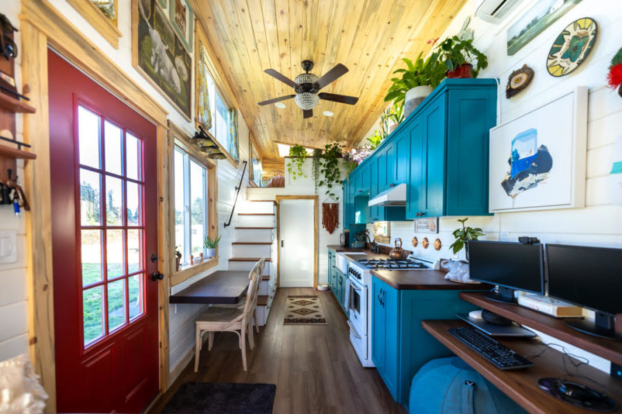 Richard & Cassies 30×8 ft teal tiny home 2