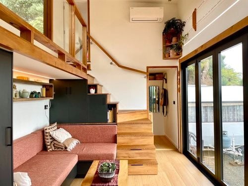 Bright, open living space with wooden accents and modern design.