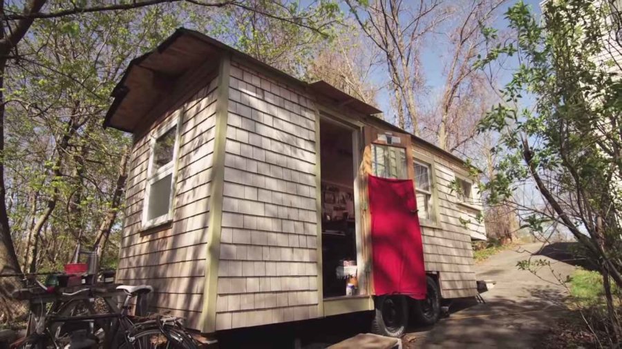 Sage’s Gypsy Wagon Tiny House in Boston MA via Relaxshacks-com YouTube 001