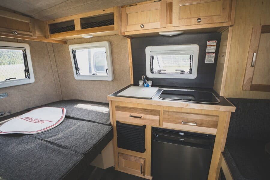 Rear bed and maple galley