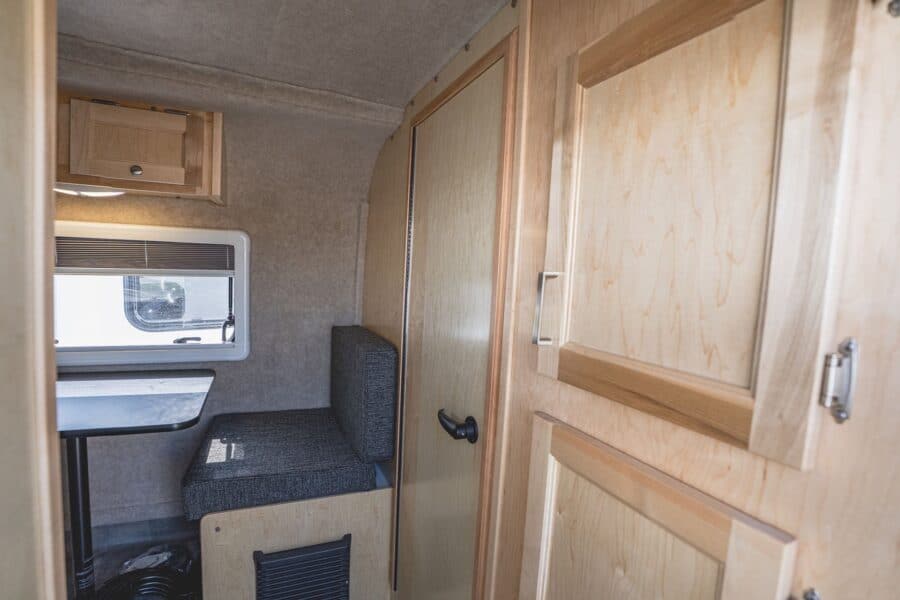 Bathroom door and the side dinette