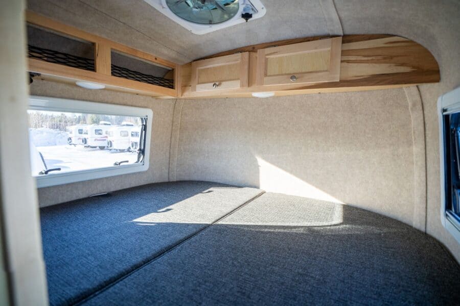 Rear dinette made up as a bed