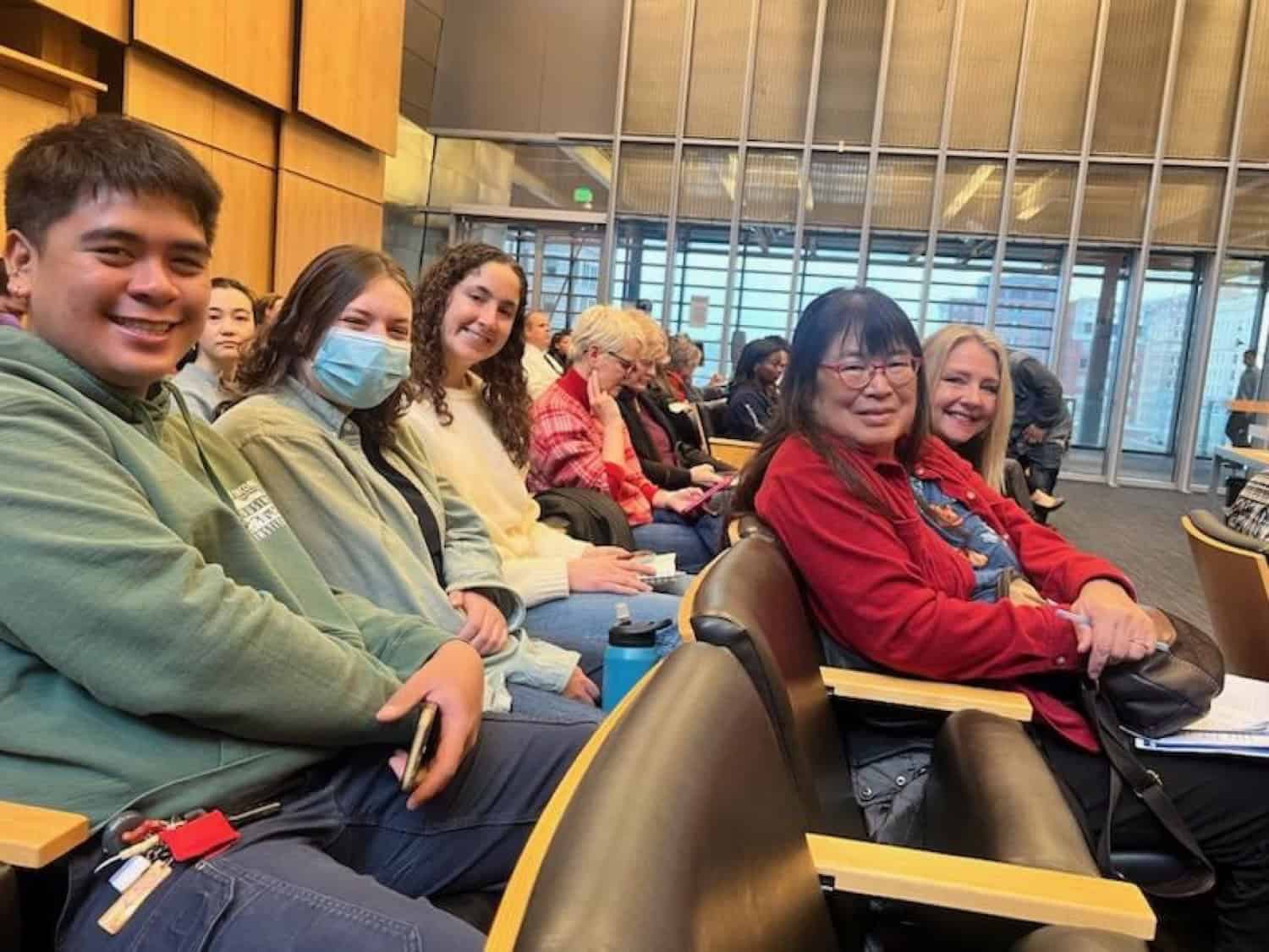Supporters seated in Seattle City Council chambers ahead of a vote on expanding tiny house villages