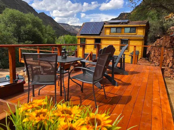 Sedona AZ Tiny House Vacation with Deck Hot Tub Solar Power and More 001