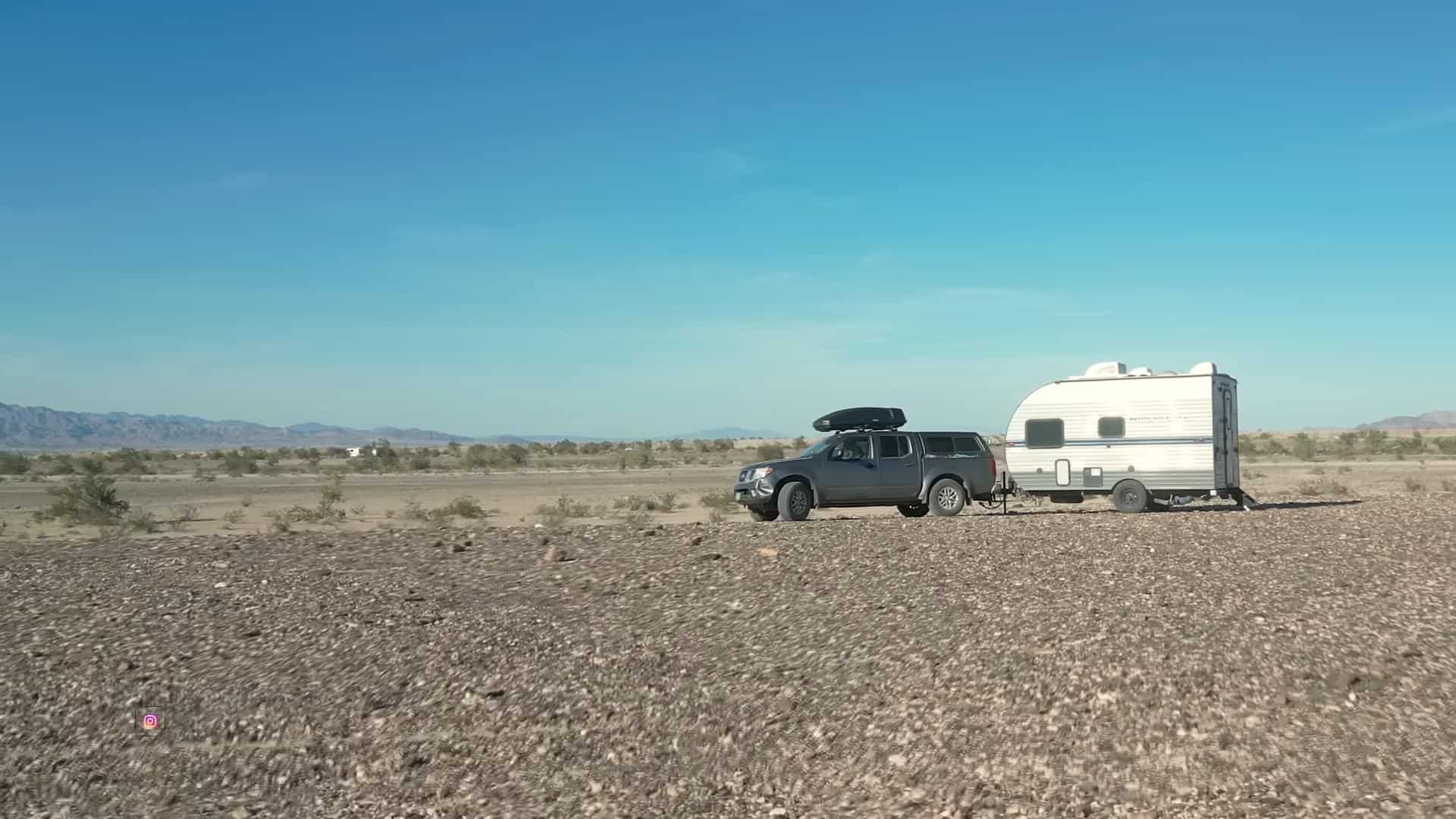 Tiny House on Wheels in Desert Landscape