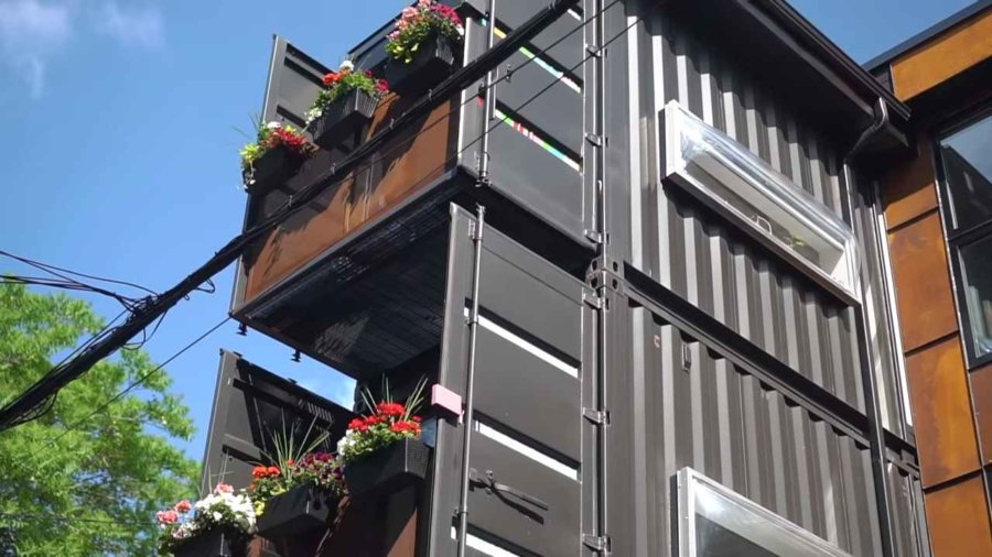 Shipping Container Home Built Above Their Restaurant in Toronto via Exploring Alternatives 004