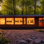 Shoreline-Glass-House-Exterior-Dusk-Lost-Lake-Canoe-Bay-Village