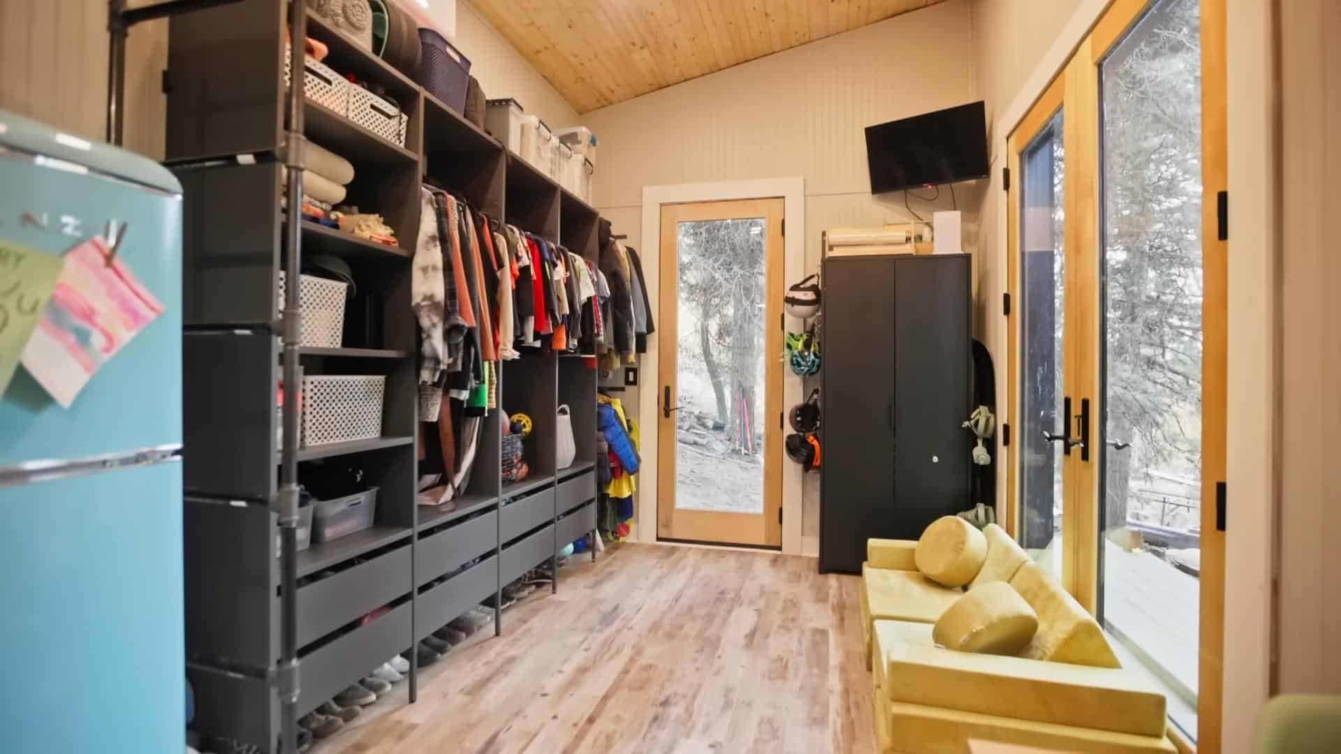 Cozy Tiny House Interior with Storage Solutions