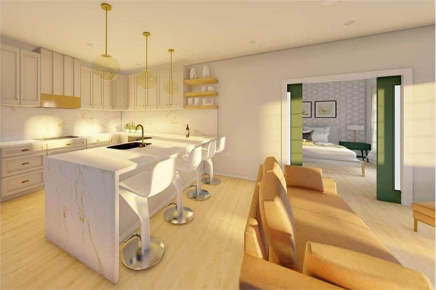 Single-Story 928 Sq. Ft. Home Plans w: Garage 3